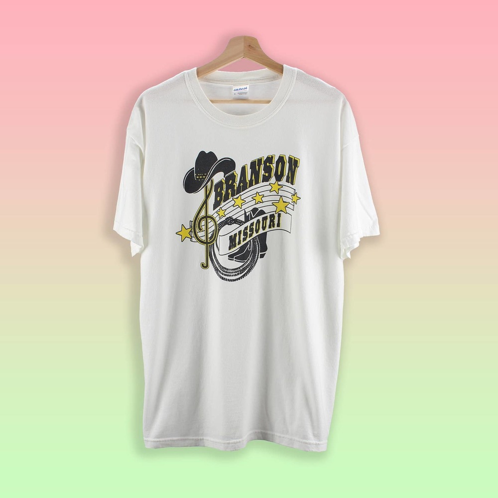 Y2K Vintage T-Shirt - White Branson Graphic Tee - L